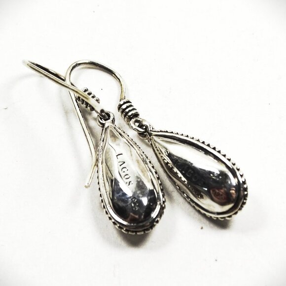 LAGOS Caviar Rock Collection Sterling Silver Faceted Teardrop Dangle Earrings - Picture 6 of 9